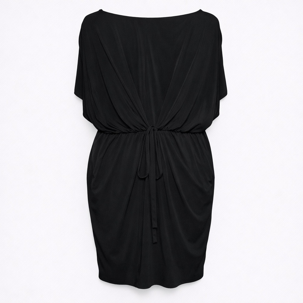 Beverly Drive Black Stretch Dress‎ Short Sleeve Elastic Waist Plus Size 3X